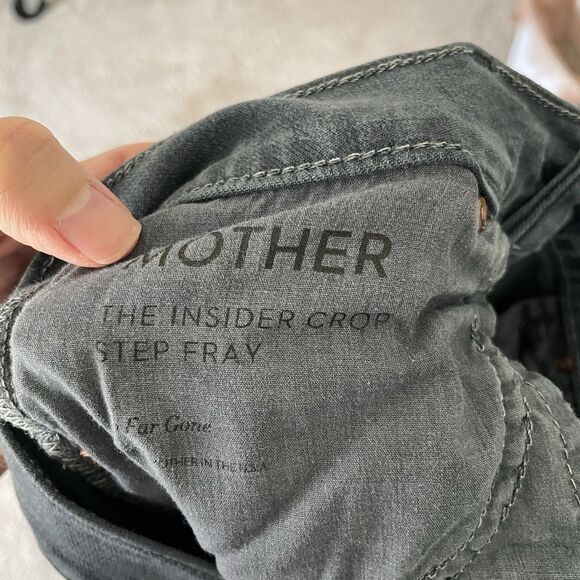 Mother Size 26 The Insider Crop Step Fray Jeans Faded Black 25” Inseam - Picture 9 of 10